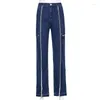 Kvinnors byxor 2024 Hög midja Kvinnor Casual Front Split Wide Leg Denim Pant Fashion Jeans Handsome Streetwears raka byxor