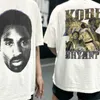 Herrt-shirts vintage hyllar Kobe Kobe Portrait Direct Spray Printed Short Sleeved VTG Washed and Distressed Trendy T-Shirt för män