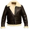 Thickened Heavy Craft Mens Fur Integrated Coat Long Sleeve Leather DA1C