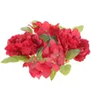 Fiori decorativi Candeliere Ghirlanda Anelli Ghirlanda per la casa Ghirlande nuziali artificiali Festa Decorazione di fiori di peonia rossa