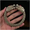Bracelet à collectionner chinois Ruby Tibet Sier travail manuel de bon augure Dragon Bracelet livraison directe bijoux Bracelets Dhpu5
