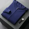 Chándales para hombres Traje de cachemira Hombres con capucha Cremallera Cardigan Otoño Invierno Punto de dos piezas Pantalones de cintura alta Moda Color Sólido Suéter