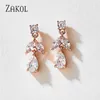 Dangle Oorbellen ZAKOL Eenvoudige Waterdruppel Voor Vrouwen Glanzend Zirconia Blad Earrng Mode Bruids Bruiloft Sieraden EP2974