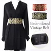 Fournitures de fête Ceinture brodée vintage de 11 cm de large pour femme, robe kimono, taille élastique, ceinture Yukata florale Obi, ceinture rétro, longueur 72 cm