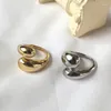 Cluster Ringen Punk Rock Waterdrop Vorm Opening Voor Vrouwen Goud Kleur Teardrop Chunky Gepolijst Roestvrij Stalen Metalen Ring Sieraden Bijoux