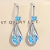 Dangle Oorbellen Modeontwerper Verzilverde Bedels Blauw Kristal Voor Vrouwen Casual Sieraden Feest Bruiloft Accessoires Geschenken