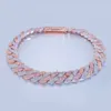 Rose Gold Two Tone Plated 20mm 4 Links Iced Out Diamond Moissanite Miami Cuban