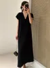 Sukienki swobodne M-3xl Kobiety proste w stylu koreańskim Temperament LUBY INS KIKNE Długość Vintage Vintage Vink Fashion Classic Basic