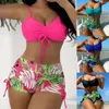 Moda de banho feminina sexy boho biquíni colorido 2024 feminino push up up tangas tangas brasileiras banhando duas peças para mulheres