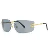 Desginer Miui gafas de sol Nuevas gafas de sol de moda Sin marco Instagram Popular Parabrisas para mujer Gafas de sol de metal