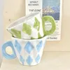 Mugs Ceramic Mug Coffee Cup High Temperature Resistant Lingge Small Fresh Hand Painting