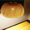 Pendelleuchten 5x Beleuchtung Rattan Lampe handgefertigte Bambus Kronleuchter Retro Café Bar Lounge für Garten Restaurant Schlafzimmer mit Lichtquelle