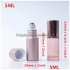 Bouteilles d'emballage en gros 5 10 ml mini rouleau sur bouteille de parfum en verre rose or huile essentielle en acier boule en métal par conteneur B Dhnji