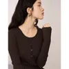 Kvinnors tröjor Ziqiao Slim Fit mångsidig långärmad ullstickning för hösten 2024