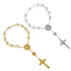 Länkarmband Ett decennium Auto Rosary Beads Katolska armband Saint Benedict Crucifix Divine Mercy Gift for Women Men