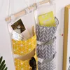 Förvaringspåsar kreativ bomull och linne vattentät hängväska 3-lagers ficka tygdörr diverse