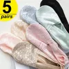 Calzini da donna 5 paia/set Cavigliera sexy in pizzo floreale Femminile Basic Estate Invisibile Calzino antiscivolo Lady Home Floor Slipper Boat