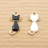 Encantos 10 pçs gato para fazer jóias esmalte animal colar pingente brinco pulseira acessórios diy artesanato suprimentos banhado a ouro