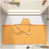 Tapetes de banho Cute Diatom Super Absorvente Banheiro Tapete Cartoonnon-Slip Lama Toilet Pad Quick-Secagem Piso 240129 Drop Delivery Home Garde Dhmat