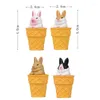 Dekoracyjne figurki 4PC Ice Cream Cat Dog Rabbit Animal Pvc Rzemiosła miniatura wróżka dekoracja ogrodu