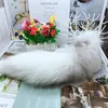 Keychains Real Fox Fur Tail Keychain 40cm mjuk slät kvinnväska hänge