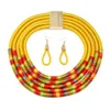 African Style Jewelry Sets Colorful Multi Layer Woven Chain Magnetism Button Bohemian Choker Collar Necklace Drop Earrings Set 240118