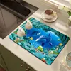 Коврики для стола Коврик для слива кофемашины Zen Sea Life Кухонная столешница Абсорбент Сухие нескользящие барные цветы Моющиеся тепловые салфетки