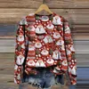 Damen-Kapuzenpullover, Vintage-Santa-Print, langärmelig, fröhliches Weihnachts-Sweatshirt, Marine-Schicht, leichte Sweatshirts, Damen-Kapuzenpullover mit Reißverschluss, weich