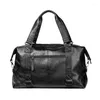 Duffelväskor Weysfor Casual Travel Bag Pu Leather Men Handväskor Multifunktion Stora kapacitet Black Mens Messenger Tote