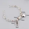 Charm Bracelets S925 Sterling Silver Thai Bracelet For Women Vintage Geometric Heart Love Lucky Punk Jewelry 2024 Drop