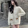 Frauen Strick Frauen Gestrickte Pullover Strickjacken Casual Taschen Zipper Langarm Koreanische Mode Onkogene Top Mujer Herbst Winter 2024 Mäntel