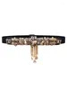 Bälten 2024 Champagne Crystal Tassel Belt Women Fin Decoration Dress Tight midje Matchande Stone Inlay Elegant Fashion All Match Cover