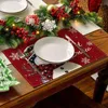 Tapetes de mesa 4pcs Natal Decoração de casa Placemat Xmas Boneco de neve EIK Tree Mat Navidad 2024 Ano Cozinha Jantar Refeição