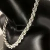 Cheio gelado para fora hip hop jóias moissanite corda corrente colar prata esterlina 7mm 8mm 9mm 11mm 12mm torcido diamante