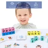 Letter Spelling Block Flash Cards Game English Words Early Learning Educational Puzzle for Baby Kids Montessori Wood Toy 240131