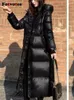 Women's Trench Coats Fotvotee Winter Jacket Women Parkas Hooded Long Puffer 2024 Black Streetwear Outerwear Casual Thicken Warm Elegant