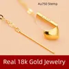 Boucles d'oreilles pendantes nymphe en or véritable 18 carats, bijoux fins, fil d'oreille en Grain, cadeau de fête de mariage tendance pour femmes E365