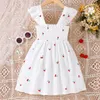 Flickaklänningar Citgeesummer Kids Toddler Dress Fly Sleeve Print A-Line White Casual Clothing Cloth