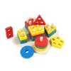 Trägeometrisk form Fem uppsättningar kolumner Kolumn Montessori Toys Early Education Cognitive Building Blocks Toy Gift 240131