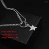 Chains Punk Stainless Steel Wang Yibo Same Necklace Five-pointed Star Round Circle Pendant Hipster Hip Hop Guys Rock Necklaces Jewelry