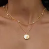 Pendants Natural White Mother Of Pearl 925 Sterling Silver Round Pendant Necklace For Women Shell Sun Moon Chic Choker Necklaces 2024