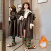 Jackor Girls 'Mid Length Leather Jacket 2024 Autumn/Winter Plush and Thick Korean Version Coat