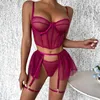 BHs Sets Mirabelle Rüschen Sexy Damenunterwäsche Transparente Spitze Dessous BH Kit Push Up Erotik Porno Intime Strumpfband Outfits