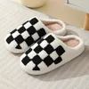 Hausschuhe Baumwolle für Männer Frauen Mode Checker Indoor Wärme Hausschuhe Paare Winter flauschige Haus Retro karierte Druck Schuhe