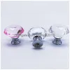 Poignées tire 3 cm boutons de porte en cristal Der bouton de garde-robe meubles armoires de cuisine Pl poignée de base en alliage de zinc accessoires pour la maison BH671 Dh0Dz