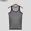 Men's Tank Tops INCERUN 2024 Sexy Style Perspective Mesh Casual Fashion Party Male Thin Sleeveless Vests S-5XL