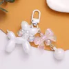 Keychains Aurora Colorful Acrylic Balloon Dog Keychain Exquisite Gift Creative Bow Pendant Femal Car Interior Cartoon Key Ring Chain