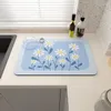 Tapetes de mesa con estampado de flores, Mantel Individual para platos de café, tapete de drenaje de cocina súper absorbente, almohadillas escurridoras de secado rápido para baño, accesorios