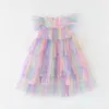 Girl Dresses Girls Tulle Princess Rainbow Star Sequins Shiny Cake Dress Children Mesh Elegant Prom Evening Birthday Party Vestidos