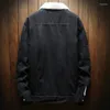 Men's Jackets Winter Jean Men Warm Denim Coats Fashion Cowboy Outerwear Liner Thicker Fleece Jacket Black Blue Plus Size 6XL